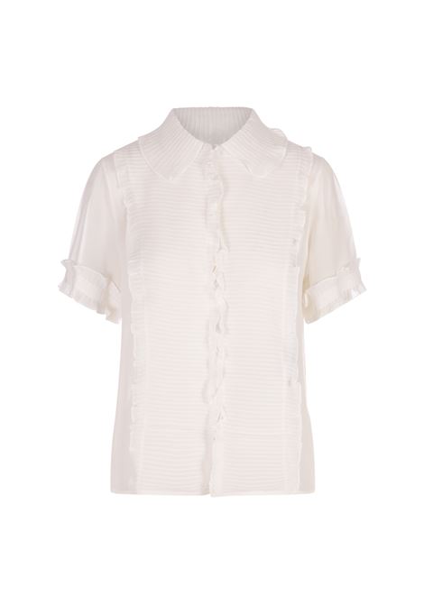 Camicia Con Volant In Georgette Di Seta Bianca JIL SANDER | J03DL0187-J55081100